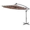 CASAINC 10-ft Taupe Offset Patio Umbrella Crank with Lights