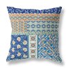 Amrita Sen Flower Castle Patchwork Navy Blue/Orange 16-in W x 16-in L Square Decorative Pillow