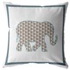 Amrita Sen Light Elephant Muted Gold/White 16-in W x 16-in L Square Decorative Pillow