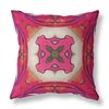 Amrita Sen Pastel Floral Squares Suede Hot Pink 1-piece 16-in Square Decorative Pillow