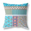 Amrita Sen Flower Castle Patchwork Suede Turquoise And White 1-piece 16-in Square Decorative Pillow