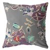 Amrita Sen Carnation Vines Broadcloth Purple on Grey 26-in Indoor/Outdoor Pillow