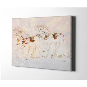 Amrita Sen Frameless Four Horses 36-in x 24-in Canvas Print
