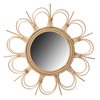 Fabulaxe 20.5-in Round Natural Framed Wall Mirror