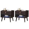 Costway Modern Brown Wood Nightstand with 1 Drawer - Set of 2