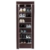 Costway 18 Pair Brown Composite Shoe Rack with Fabric Cover