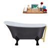 Streamline 28.3-in W x 63-in L Grey Acrylic Oval Clawfoot Bathtub with Tub Tray and External Drain Included