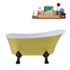 Streamline 63-in Yellow/Brushed Gold Acrylic Oval Reversible Drain Clawfoot Bathub with Tray