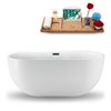 Streamline White/Brushed Gunmetal 28.3-in W x 59.1-in L Oval Center Drain Freestanding Bathtub with Tray