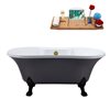 Streamline 60-in L x 32-in W Oval Grey/Brushed Gold Center Drain Clawfoot Bathtub with Tray
