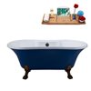 Streamline 32-in W x 60-in L Blue/Brushed Gunmetal Acrylic Oval Center Drain Clawfoot Bathtub with Tray