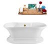 Streamline 32-in W x 60-in L White/Brushed Gold Acrylic Oval Center Drain Freestanding Bathtub with Tray