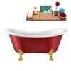 Streamline 30.7-in W x 62.2-in L Acrylic Red/Brushed Gold Oval Reversible Drain Clawfoot Bathtub with Tray