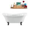 Streamline 34-in x 68-in Oval White/Brushed Gun Metal Acrylic Clawfoot Bathtub with Centre Drain and Tray