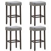 Costway Grey Bar Height (27-in to 35-in) Upholstered Bar Stool - Set of 4