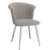 !nspire Grey/Chrome Contemporary Velvet Upholstered Parsons Chair with Metal Frame - Set of 2