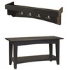 Alaterre Shaker Cottage Charcoal Grey 4-Hook Hook Rack with Tray Shelf and Bench