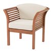Alaterre Stamford Natural Wood Stationary Conversation Chair with Beige Cushioned Seat
