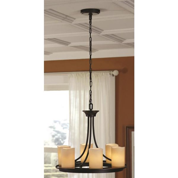 Allen Roth Harpwell 20 08 In 6 Light, Allen And Roth Brushed Bronze Light Fixtures