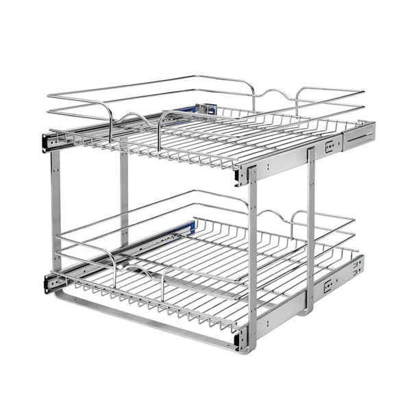 2 Tier Metal Pull Out Basket, Under Counter Wire Shelving