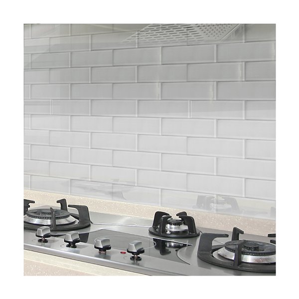 White Glossy Glass Wall Subway Tile, Clear Glass Subway Tile Kitchen Backsplash