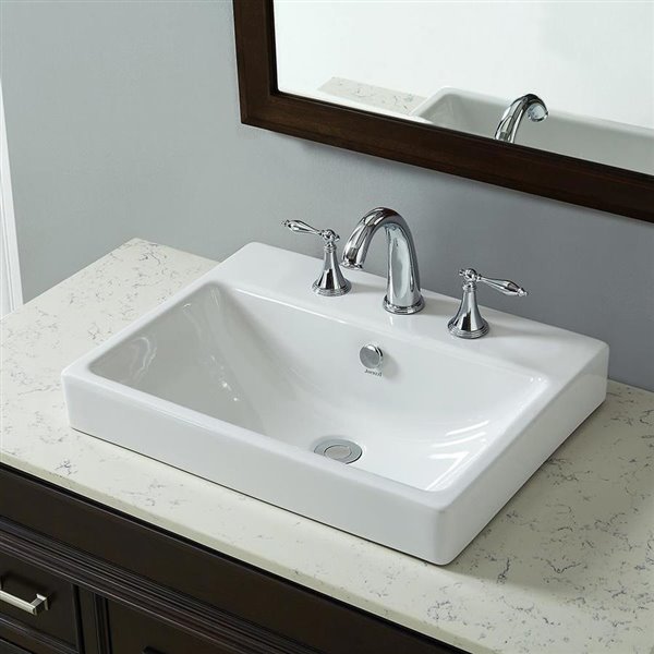 Rectangular Bathroom Sink With Overflow, White Drop In Rectangular Bathroom Sink With Overflow