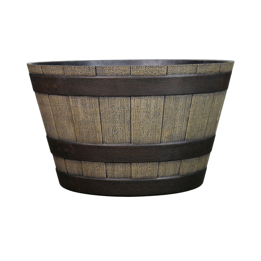 Style Selections 19-in Resin Whiskey Barrel Planter