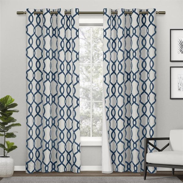 Design Decor Kochi 84 In Teal Thermal, Navy And Teal Curtains
