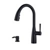 Pfister Raya Black One-Handle Pull-Down Kitchen Faucet with Soap Dispenser