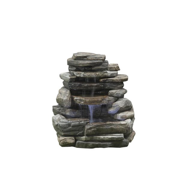 Garden Treasures Rock Wall Fountain With 2 Led Lights Lowe S Canada - Outdoor Wall Water Fountain Canada