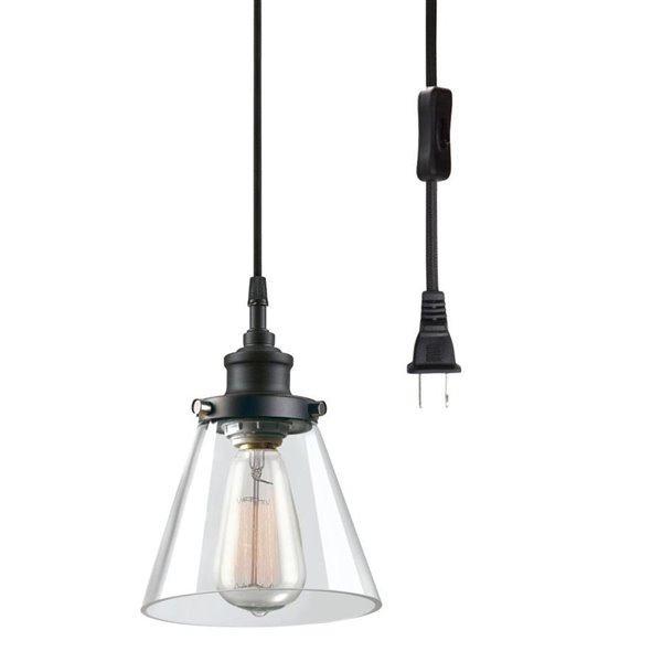 Black Vintage 1 Light Plug In Pendant, Hanging Plug In Lamps Canada