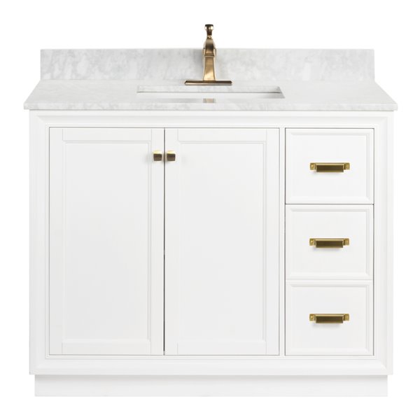 Single Sink White Bathroom Vanity With, 42 White Vanity