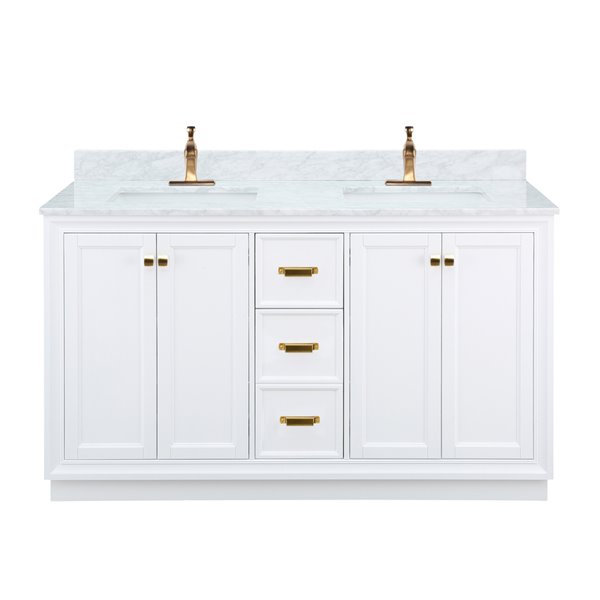 Foremost Everton 58 In Double Sink, 58 Inch White Vanity Unit