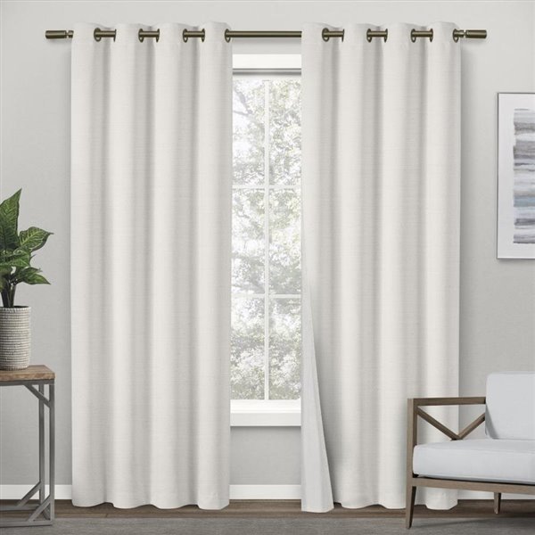 Design Decor Raw Silk Look Thermal 84, 84 Off White Curtain Panels