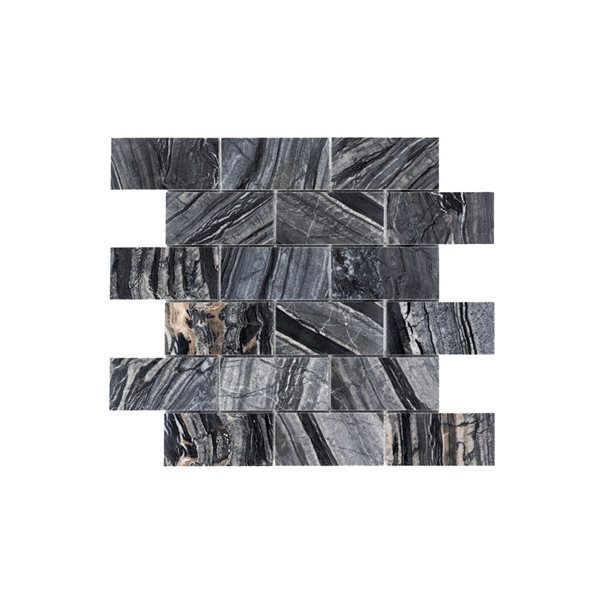 Faber 12 In X Zebra Black Brick, Black Brick Herringbone Floor Tile