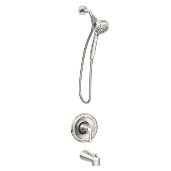 Moen Tiffin Chrome 1 Handle Wall Mount, Bathtub Spout With Handheld Shower