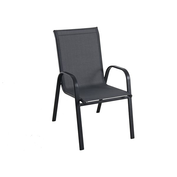 Outdoor Stackable Chairs Top, Garden Treasures Davenport Black Stackable Metal Stationary Dining Chair