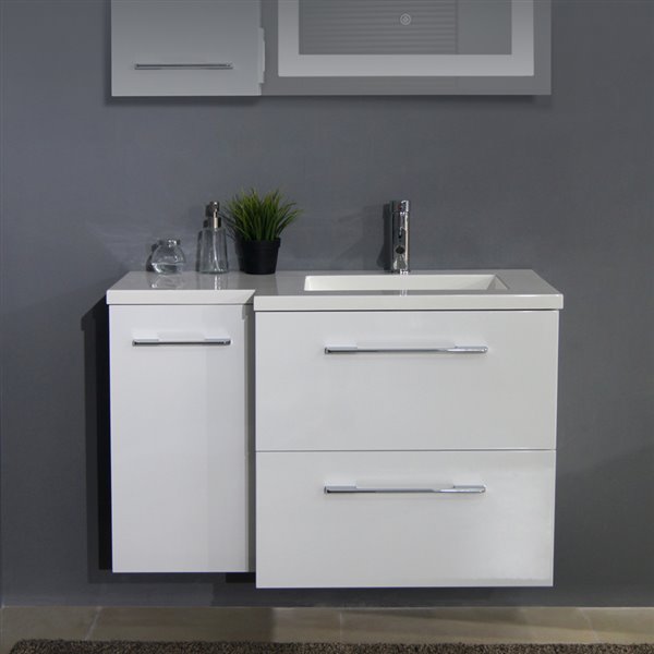 Single Sink White Bathroom Vanity With, 39 Vanity Cabinet