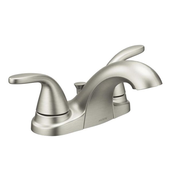 Moen Adler Spot Resist Brushed Nickel 2 Handle 4 In Centerset Watersense Bathroom Sink Faucet With Drain Lowe S Canada - Moen Replacement Bathroom Sink Stopper Stuck