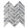 White/Grey Polished Chevron Mosaic Natural Stone Marble Floor/Wall Tile 11 x 12-in