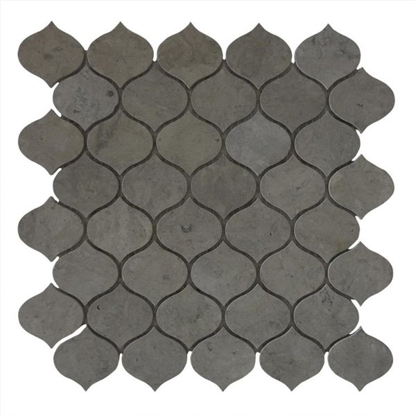 Bestview Grey Honed Lantern Mosaic Wood, Natural Stone Arabesque Mosaic Wall Floor Tile