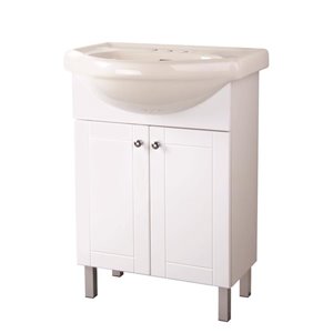 Facto 24 In 2 Door White Bathroom Vanity With Ceramic Top Lowe S Canada - Rona Bathroom Vanities 24 Inch