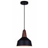 Canarm 1 Light Soren Pendant, Matte Black and Faux Wood Finish, Black Fabric Cord Mount, 1 x 60W Type A Bulb (Not Included)