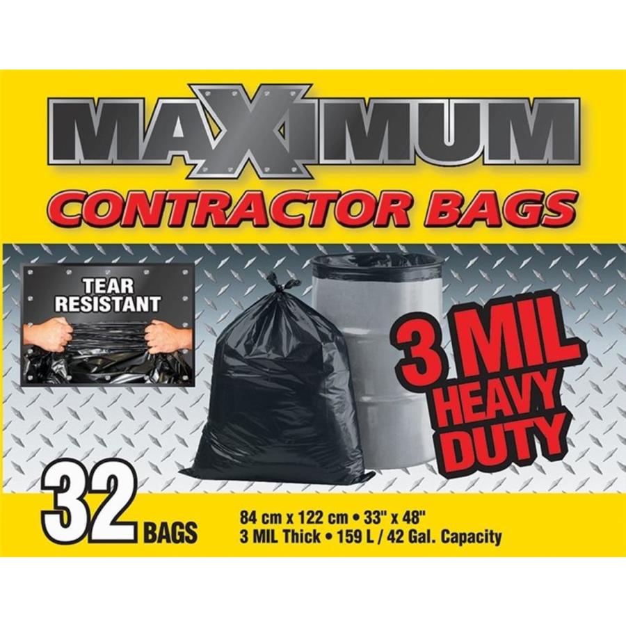 Maximum Maximum 33 x 48 3mil Black Contractor Bags 32