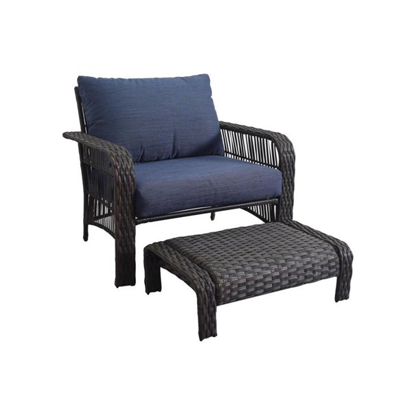 Style Selections Patio Chair And Ottoman Set Black Lowe S Canada - Patio Furniture Chair Ottoman
