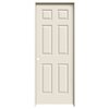 Metrie 30-in x 80-in Righthand Primed 6 Panel Textured Prehung Interior Door with Flat Jamb