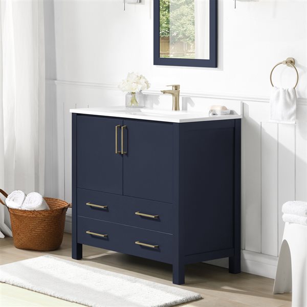Ove Decors Lorenzo 36 In Midnight Blue, Bathroom Vanity Canada 36 Inch