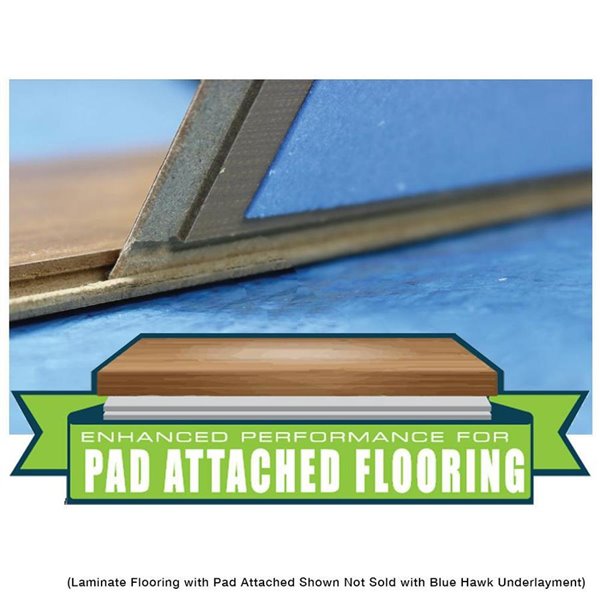 Blue Hawk 100 Sq Ft Premium 1 8 In, Laminate Flooring Attached Underlayment Vs Without