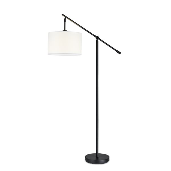 Sofa Floor Lamp With White Linen Shade, Black Over Sofa Lamp