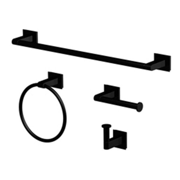 Matte Black 4 Pcs Bath Accessory Set, Black Bathroom Accessories Set Canada